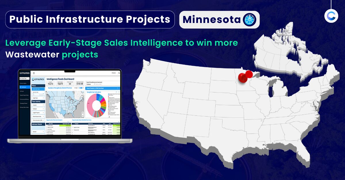 Hero Image for highlighting Citylitics Early-Stage Sales Intelligence for Public Infrastructure,Minnesota Wastewater Public Infrastructure