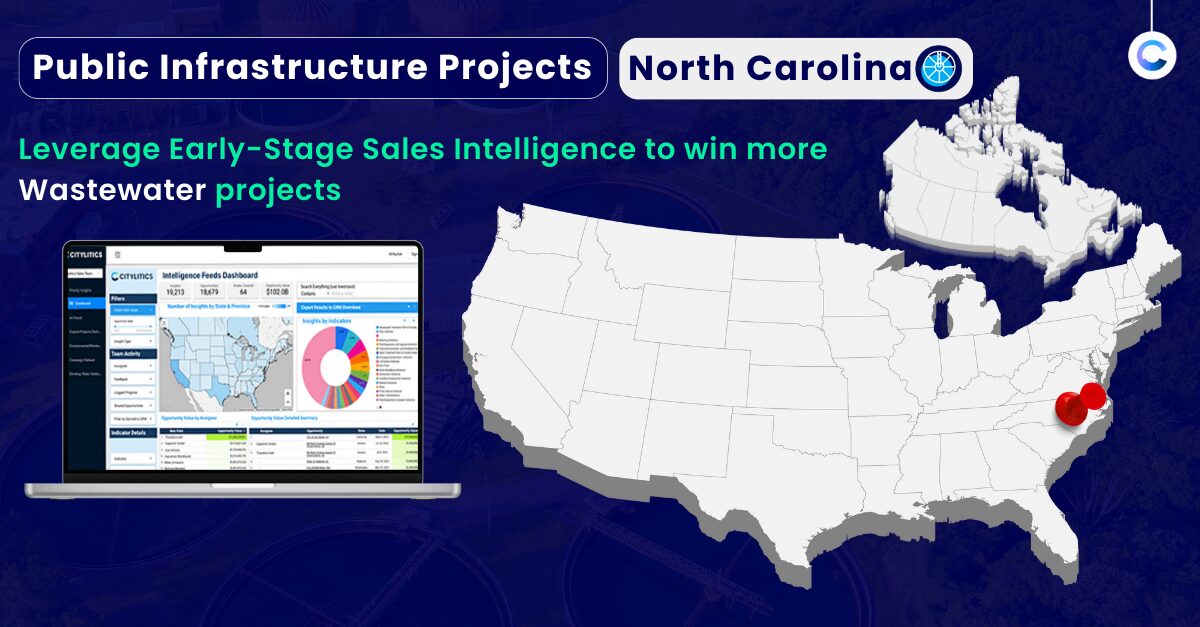 Hero Image for highlighting Citylitics Early-Stage Sales Intelligence for Public Infrastructure,North Carolina Wastewater Market