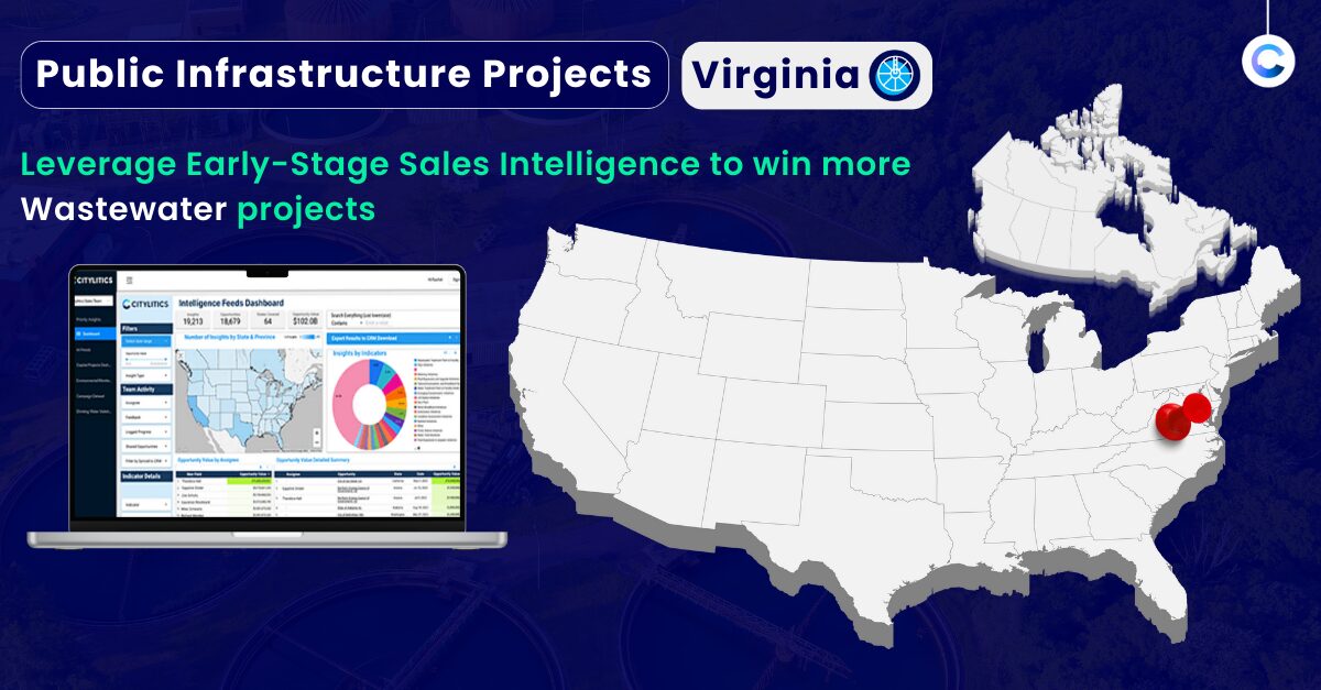 Hero Image for highlighting Citylitics Early-Stage Sales Intelligence for Public Infrastructure,Virginia Wastewater Public Infrastructure
