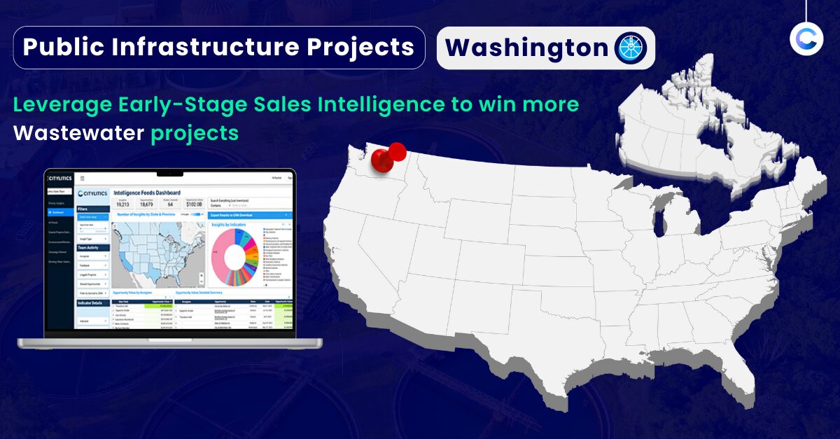 Hero Image for highlighting Citylitics Early-Stage Sales Intelligence for Public Infrastructure,Washington Wastewater Market